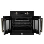 Forno Asti 30-Inch French Door Electric Wall Oven in Black & Antique Brass, 3.68 cu. ft. True Convection, 3,600W, Air Fry, Sous Vide, Self-Clean