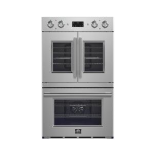 Forno Gallico 30-Inch Electric French Door Double Oven, Stainless Steel, Convection Cooking, Touch Control Panel, Self-Cleaning Function