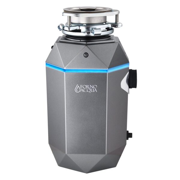 FORNO ACQUA BrightDIAMOND Black Onyx 1HP Super Quiet Garbage Disposal Corded with Motion Sensor Cabinet Light & Pre-Wired Air Switch