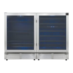Gemello 48 Inch Side-by-Side Wine and Beverage Cooler in Stainless Steel, French Door, 9.6 cu. ft.