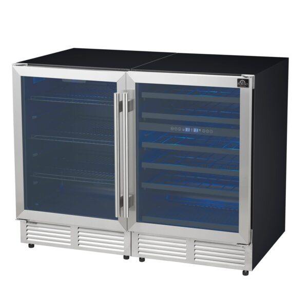Gemello 48 Inch Side-by-Side Wine and Beverage Cooler in Stainless Steel, French Door, 9.6 cu. ft.