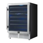 Forno Bacchino 24 Inch Wine Cooler, Stainless Steel, with LED Lighting, Triple Glass Door, 51 Bottle Capacity, Built-In or Freestanding
