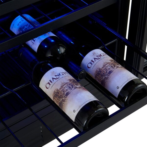Gemello 48 Inch Side-by-Side Wine and Beverage Cooler in White with Antique Brass Handles, French Door, 9.6 cu. ft.