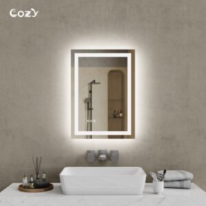 20" x 28" LED Bathroom Vanity Mirror – Wall-Mounted, Dimmable, Anti-Fog, Tempered Glass