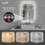 24" x 36" LED Bathroom Vanity Mirror – Wall-Mounted, Dimmable, Anti-Fog, Tempered Glass