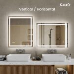 24" x 36" LED Bathroom Vanity Mirror – Wall-Mounted, Dimmable, Anti-Fog, Tempered Glass