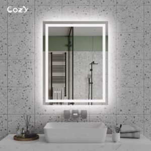 28" x 36" LED Bathroom Vanity Mirror – Wall-Mounted, Dimmable, Anti-Fog, Tempered Glas