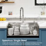 Stainless Steel Kitchen Sink, 33″x22″ Single Bowl, Overmount Handmade Sink in Brushed, with Cutting Board, Colander, SS-BR01D-332208