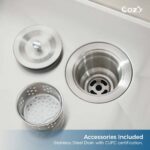 Stainless Steel Kitchen Sink, 33″x22″ Single Bowl, Overmount Handmade Sink in Black, with US Standard Drain and Hook,SS-BL02D-332212