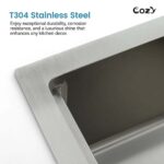 Stainless Steel Kitchen Sink, 33″x22″ Single Bowl, Overmount Handmade Sink in Brushed, with Cutting Board, Colander, SS-BR01D-332208