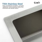 Stainless Steel Kitchen Sink, 33″x22″ Single Bowl, Overmount Handmade Sink in Black, with US Standard Drain and Hook,SS-BL02D-332212