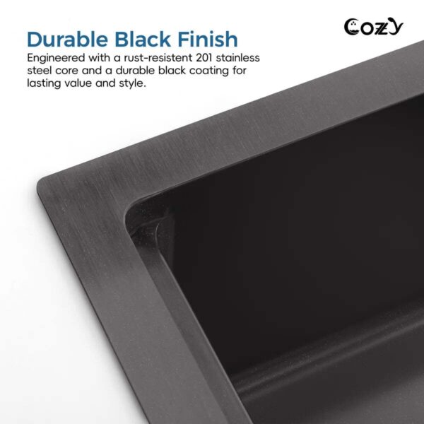 Stainless Steel Kitchen Sink, 33″x22″ Single Bowl, Overmount Handmade Sink in Brushed, with Cutting Board, Colander, SS-BR01D-332208