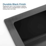 Stainless Steel Kitchen Sink, 33″x22″ Single Bowl, Overmount Handmade Sink in Black, with US Standard Drain and Hook,SS-BL02D-332212