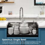 Stainless Steel Kitchen Sink, 33″x22″ Single Bowl, Overmount Handmade Sink in Brushed, with Cutting Board, Colander, SS-BR01D-332208