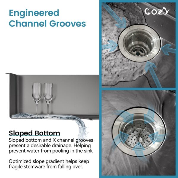 33″x19″ Stainless Steel Kitchen Sink, Single Bowl, Undermount Handmade Sink in Brushed, with Cutting Board, Colander, SS-BR07D-331908