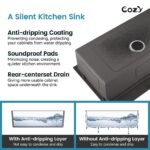 33″x19″ Stainless Steel Kitchen Sink, Single Bowl, Undermount Handmade Sink in Brushed, with Cutting Board, Colander, SS-BR07D-331908