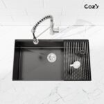 33″x19″ Stainless Steel Kitchen Sink, Single Bowl, Undermount Handmade Sink in Brushed, with Cutting Board, Colander, SS-BR07D-331908