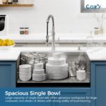 33″x19″ Stainless Steel Kitchen Sink, Single Bowl, Undermount Handmade Sink in Brushed, with Cutting Board, Colander, SS-BR07D-331908