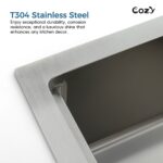 33″x19″ Stainless Steel Kitchen Sink, Single Bowl, Undermount Handmade Sink in Brushed, with Cutting Board, Colander, SS-BR07D-331908