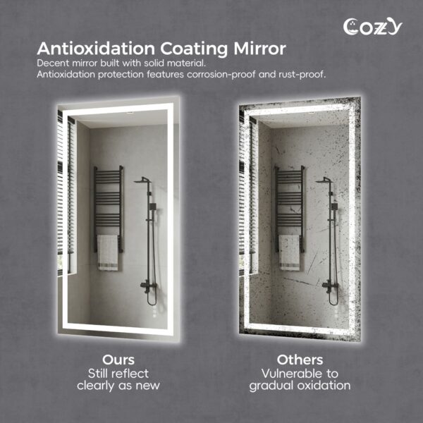 48" x 36" LED Bathroom Vanity Mirror – Wall-Mounted, Dimmable, Anti-Fog, Tempered Glass