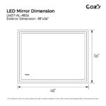 48" x 36" LED Bathroom Vanity Mirror – Wall-Mounted, Dimmable, Anti-Fog, Tempered Glass