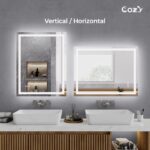 48" x 36" LED Bathroom Vanity Mirror – Wall-Mounted, Dimmable, Anti-Fog, Tempered Glass