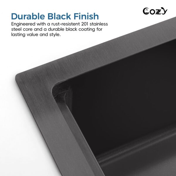 Stainless Steel Kitchen Sink, 30″x22″ Single Bowl, Overmount Handmade Sink in Brushed, with Cutting Board, Colander, SS-BR01D-302208