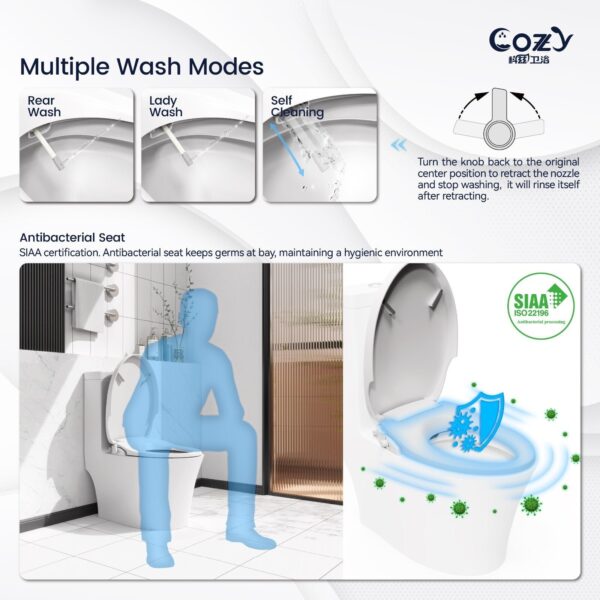 No-electric model, Silent and Soft Close Seat. Antibacterial Seat(No Electric)