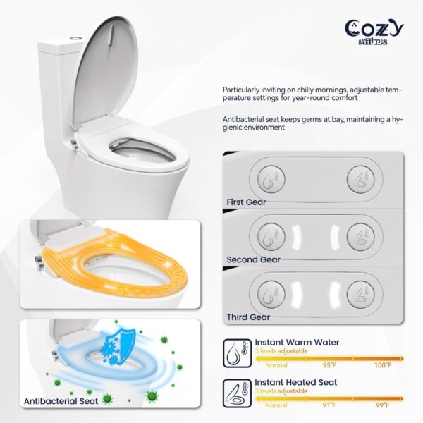 COZY Smart Bidet Seat | Heated, Front & Rear Wash, Deodorizer