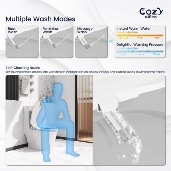 COZY Smart Bidet Seat | Heated, Front & Rear Wash, Deodorizer