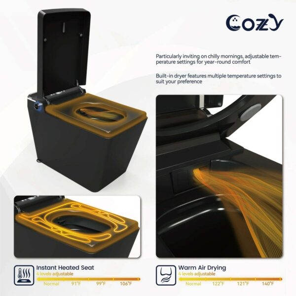 COZY Square Smart Toilet | Foot Sensor, Auto Flush, Tankless & Instant Heat