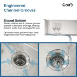 Stainless Steel Kitchen Sink, 33″x22″ Single Bowl, Overmount Handmade Sink in Black, with US Standard Drain and Hook, SS-BR02D-332212