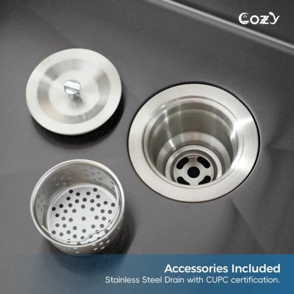 33" L Undermount Single Bowl Stainless Steel Kitchen Sink with Basket Strainer