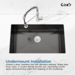 33" L Undermount Single Bowl Stainless Steel Kitchen Sink with Basket Strainer