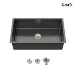 33" L Undermount Single Bowl Stainless Steel Kitchen Sink with Basket Strainer