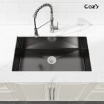 33" L Undermount Single Bowl Stainless Steel Kitchen Sink with Basket Strainer