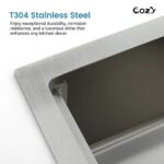 Stainless Steel Kitchen Sink, 36″x22″ Single Bowl, Overmount Handmade Sink in Brushed, with Cutting Board, Colander, Grid, SS-BR01-362208