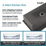 Stainless Steel Kitchen Sink, 36″x22″ Single Bowl, Overmount Handmade Sink in Brushed, with Cutting Board, Colander, Grid, SS-BR01-362208