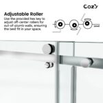 50-55" W X 76" H Frameless Single Sliding Shower Door with 3/8" (10mm) Clear Tempered Glass, Shatter-Resistant Film