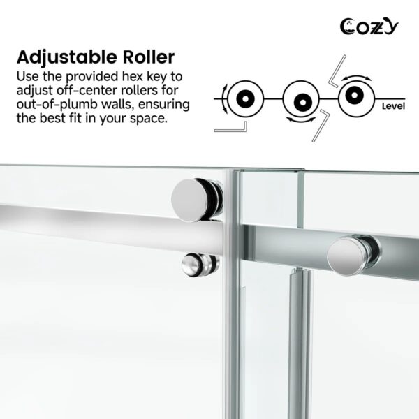 50-55" W X 76" H Frameless Single Sliding Shower Door with 3/8" (10mm) Clear Tempered Glass, Shatter-Resistant Film