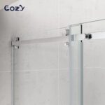 50-55" W X 76" H Frameless Single Sliding Shower Door with 3/8" (10mm) Clear Tempered Glass, Shatter-Resistant Film