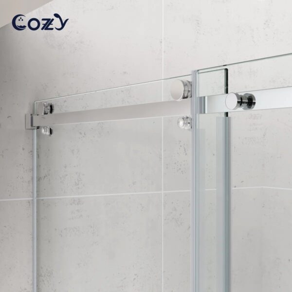 50-55" W X 76" H Frameless Single Sliding Shower Door with 3/8" (10mm) Clear Tempered Glass, Shatter-Resistant Film