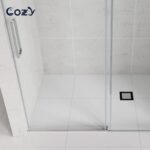 50-55" W X 76" H Frameless Single Sliding Shower Door with 3/8" (10mm) Clear Tempered Glass, Shatter-Resistant Film