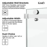 50-55" W X 76" H Frameless Single Sliding Shower Door with 3/8" (10mm) Clear Tempered Glass, Shatter-Resistant Film
