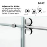 56-61" W x 72" H Frameless Single Sliding Shower Door with 3/8" (10mm) Clear Tempered Glass, Shatter-Resistant Film