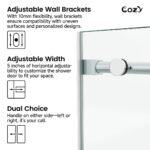 56-61" W x 72" H Frameless Single Sliding Shower Door with 3/8" (10mm) Clear Tempered Glass, Shatter-Resistant Film