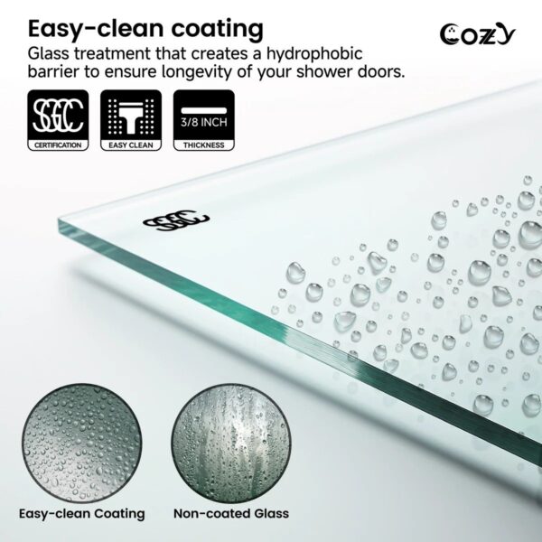 56-61" W x 72" H Frameless Single Sliding Shower Door with 3/8" (10mm) Clear Tempered Glass, Shatter-Resistant Film