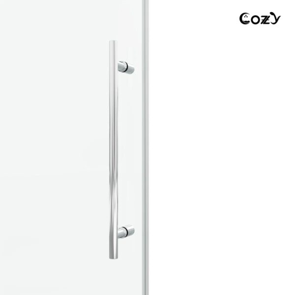 56-61" W x 60" H Frameless Single Sliding Tub Door with 3/8" (10mm) Clear Tempered Glass, Shatter-Resistant Film