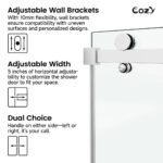 56-61" W x 60" H Frameless Single Sliding Tub Door with 3/8" (10mm) Clear Tempered Glass, Shatter-Resistant Film