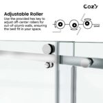 56-61" W x 60" H Frameless Single Sliding Tub Door with 3/8" (10mm) Clear Tempered Glass, Shatter-Resistant Film